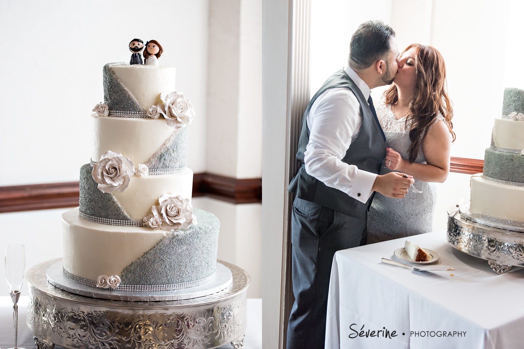 Grey and white elegant wedding cake