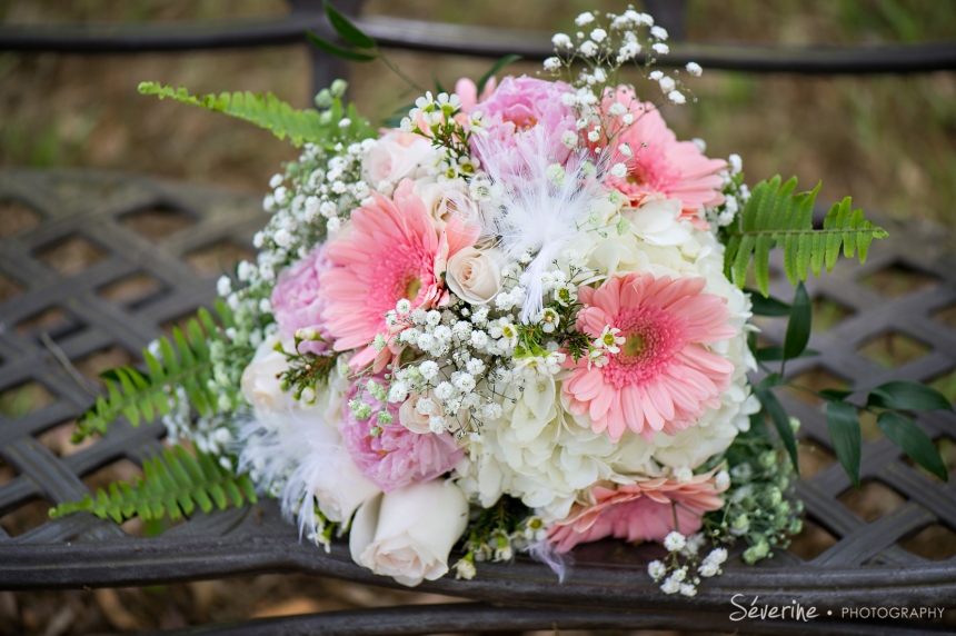 Pink flowers with feathers